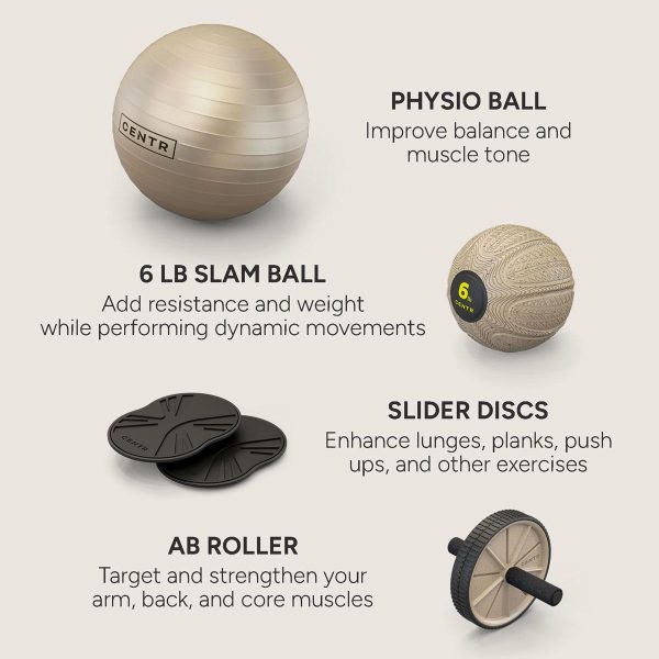 Zestaw Centr Core Kit - piłka, slamball, ab roller, slider disc (CAK) - obrazek 3