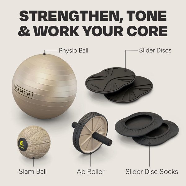 Zestaw Centr Core Kit - piłka, slamball, ab roller, slider disc (CAK) - obrazek 8